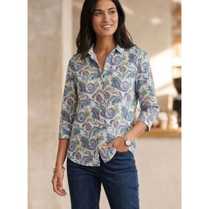 Peck & Peck Multi-Color Paisley Button-Down Blouse - Size S